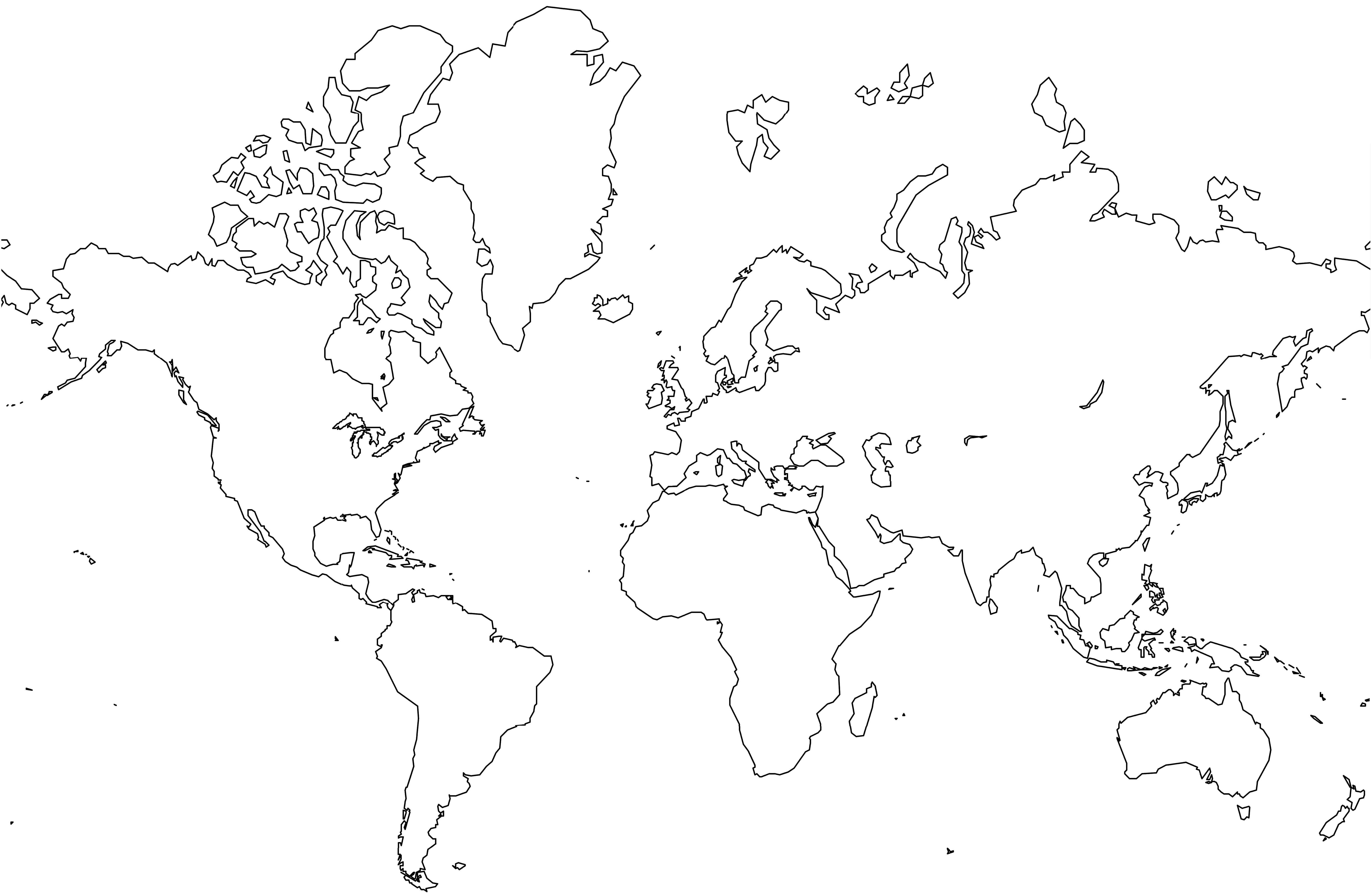 download big world map line drawing